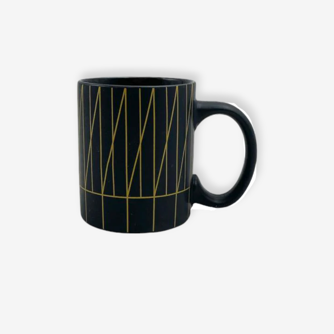 Matt Black Porcelain Mug with Golden Geometry - lunazchef.shop