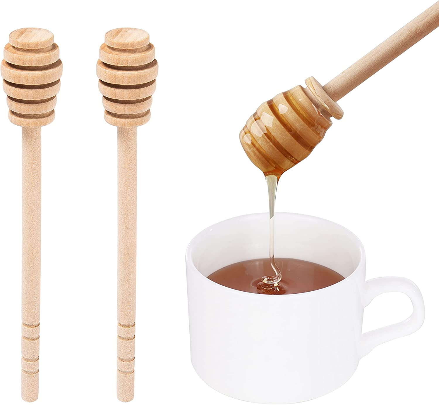 Wooden Honey Dipper X2; 16 cm - lunazchef.shop