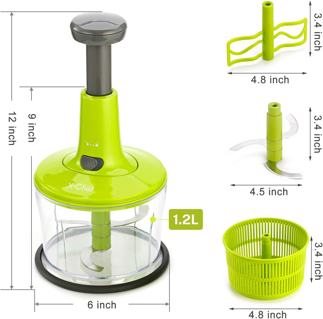 Manual Food Chopper 1.2L - lunazchef.shop