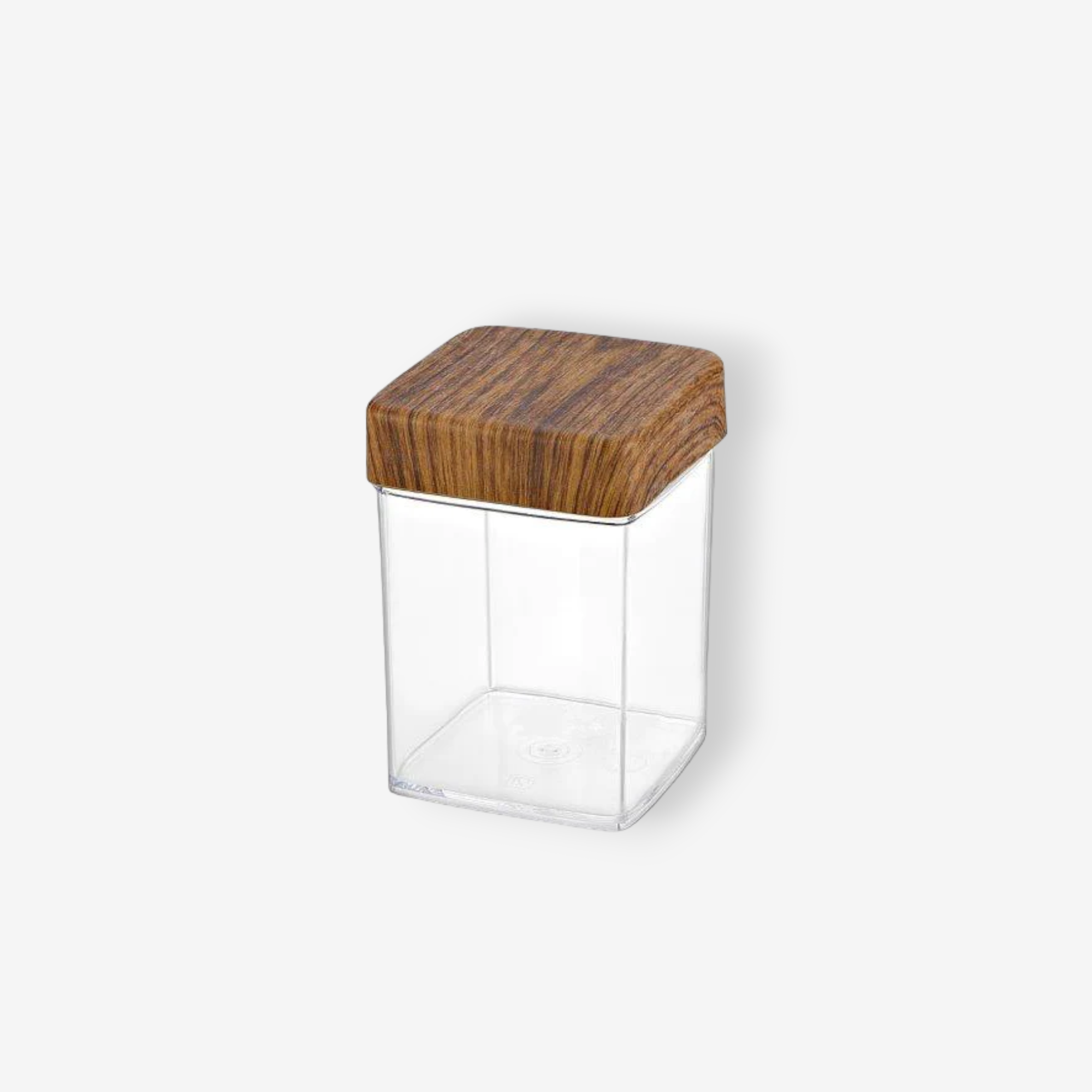 SQUARE JAR with Wooden Finished Lid 0,4 Lt - lunazchef.shop