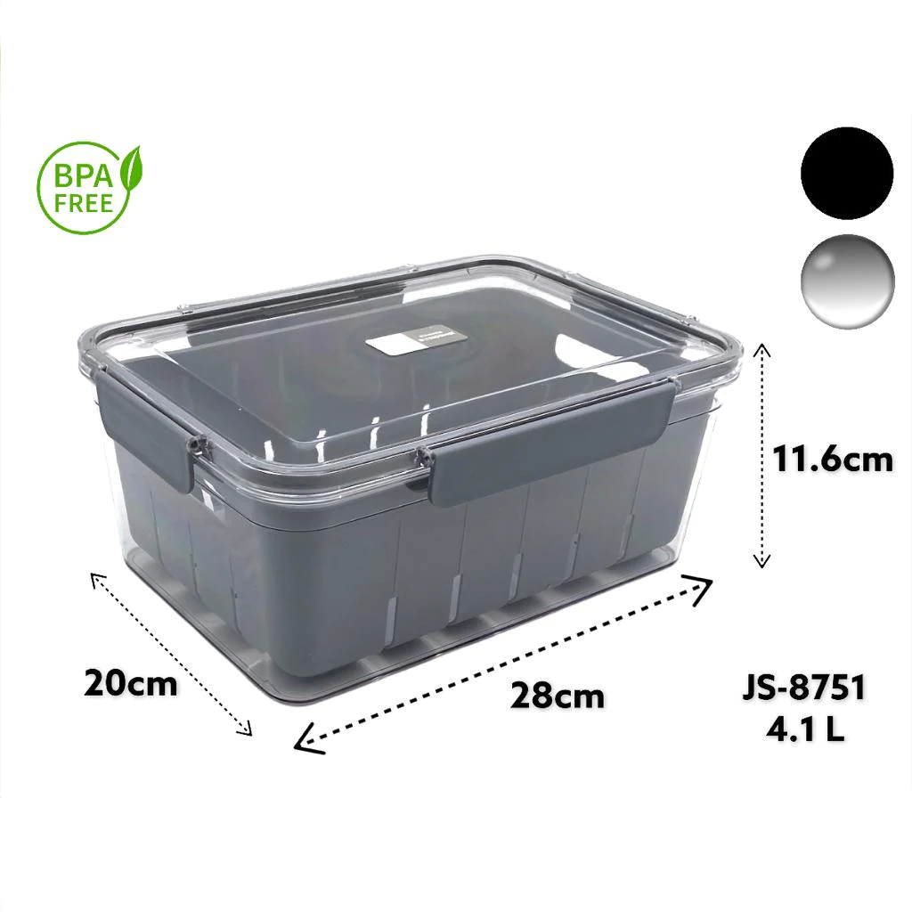 Acrylic Airtight Rectangular Storage Box & Strainer 4.1L - lunazchef.shop