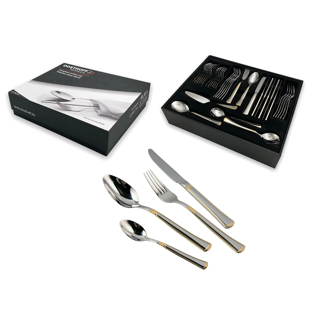 Dosthoff 72 pieces Classy Gold Cutlery Set SS 18-10 - lunazchef.shop