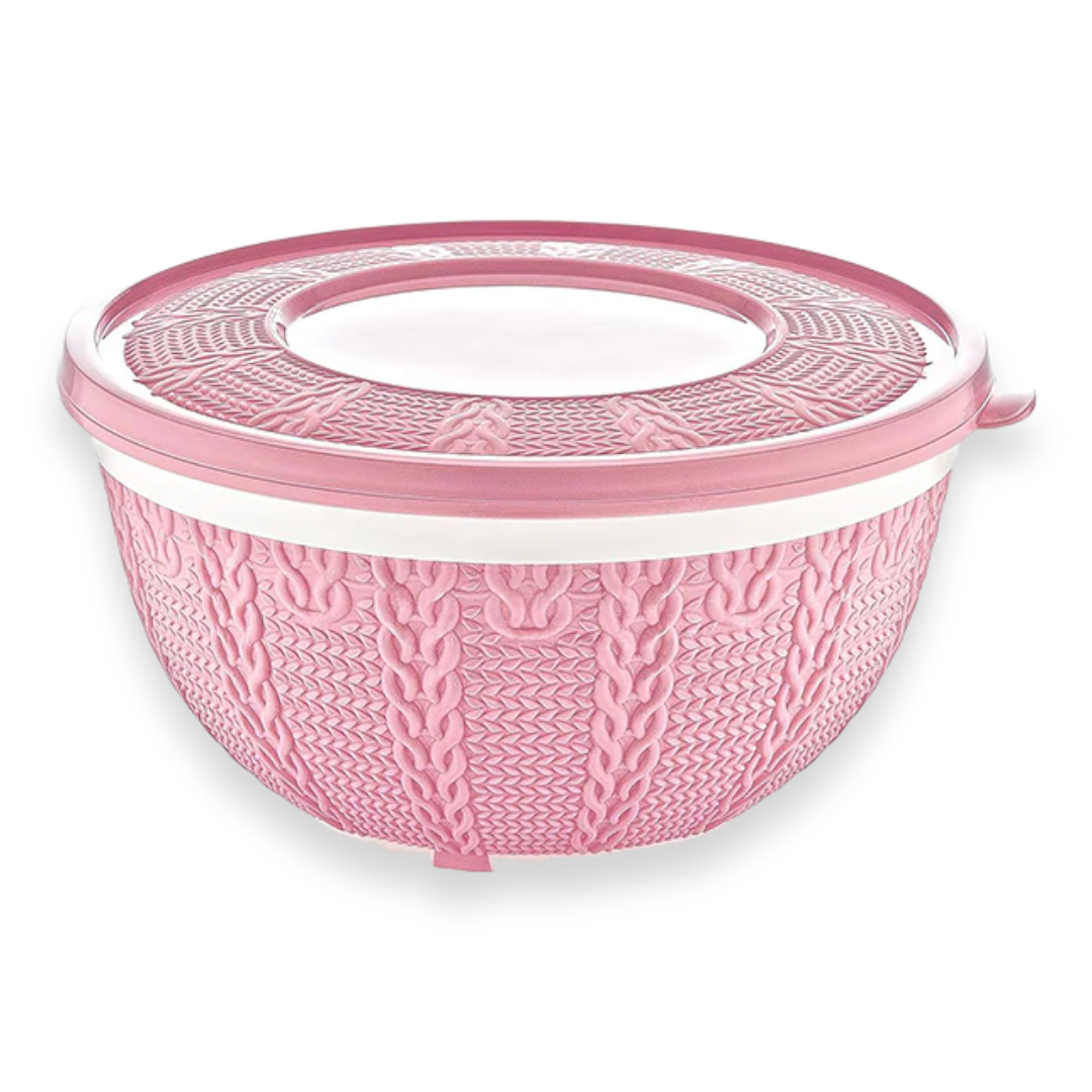 Knit design plastic bowl with cover - lunazchef.shop