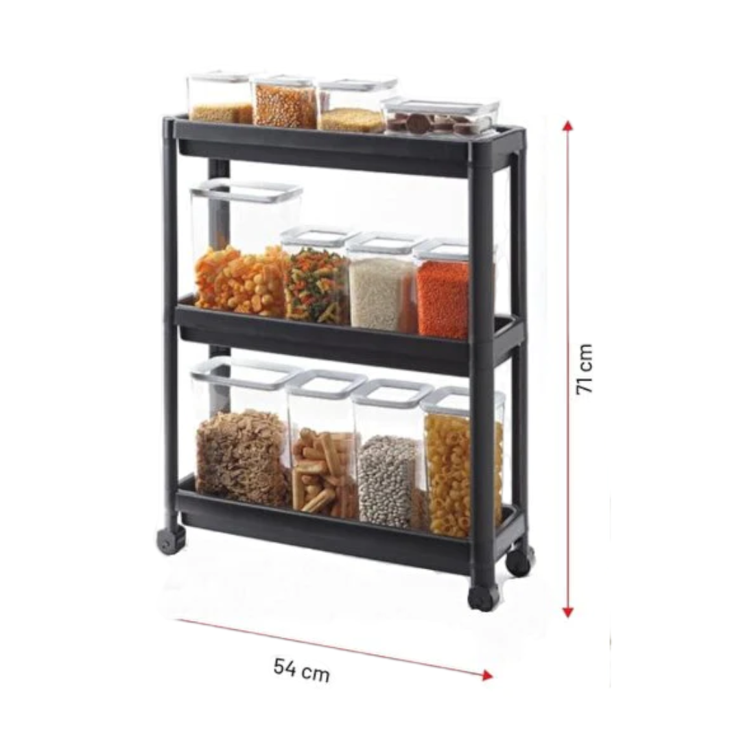 3 Tiers Narrow Shelf Unit with Wheels - lunazchef.shop