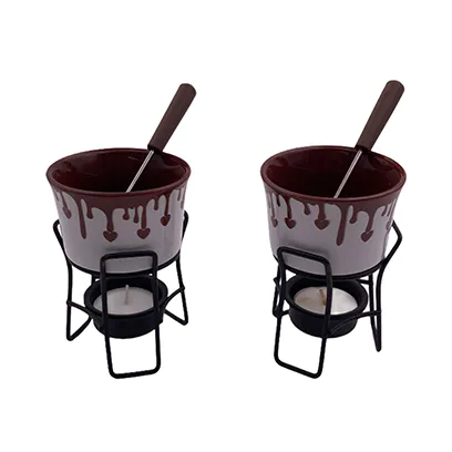 Stone Ware Chocolate Fondue Set for 2 - lunazchef.shop