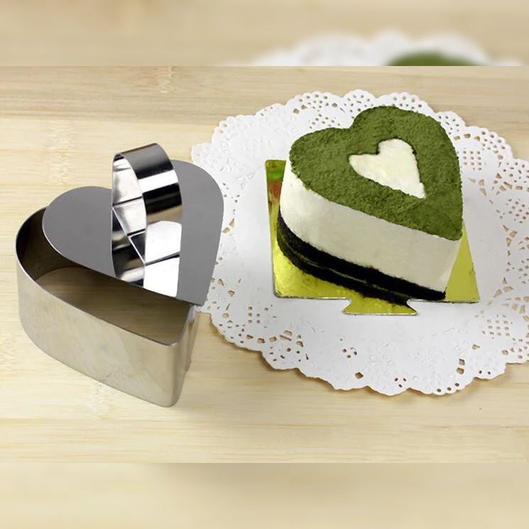 Heart Cake Ring with pusher - lunazchef.shop