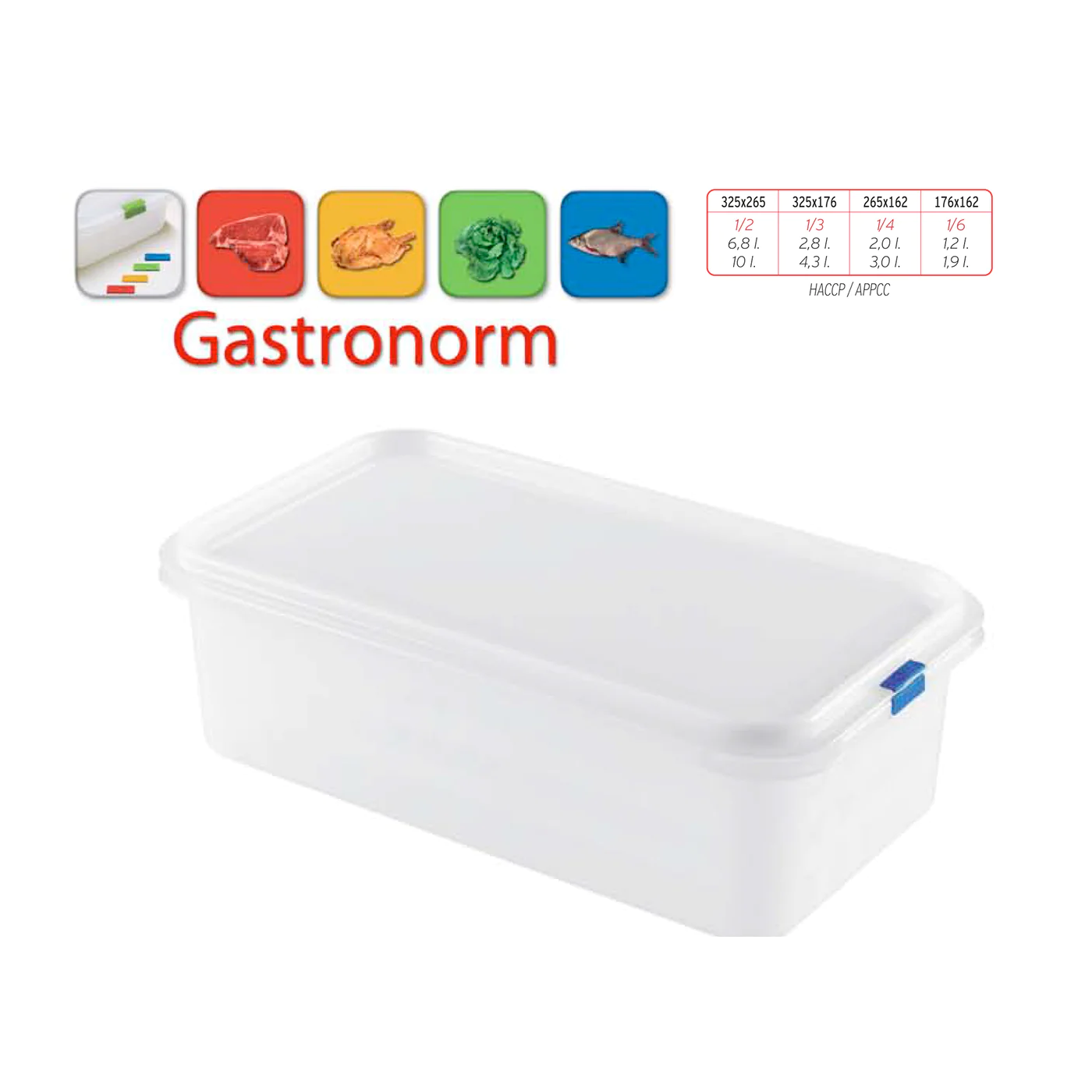 Gastronorm Plastic Storage Container - 4.3 lt - lunazchef.shop