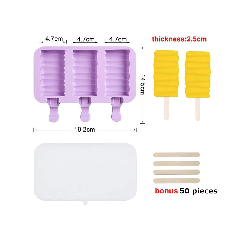 silicone popsicle molds with cover and wooden sticks - lunazchef.shop