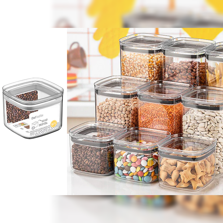 Airtight Squared chef Food Jar 0.7 lt - lunazchef.shop