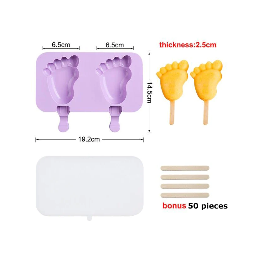 Baby feet silicone popsicle molds with cover & sticks - lunazchef.shop