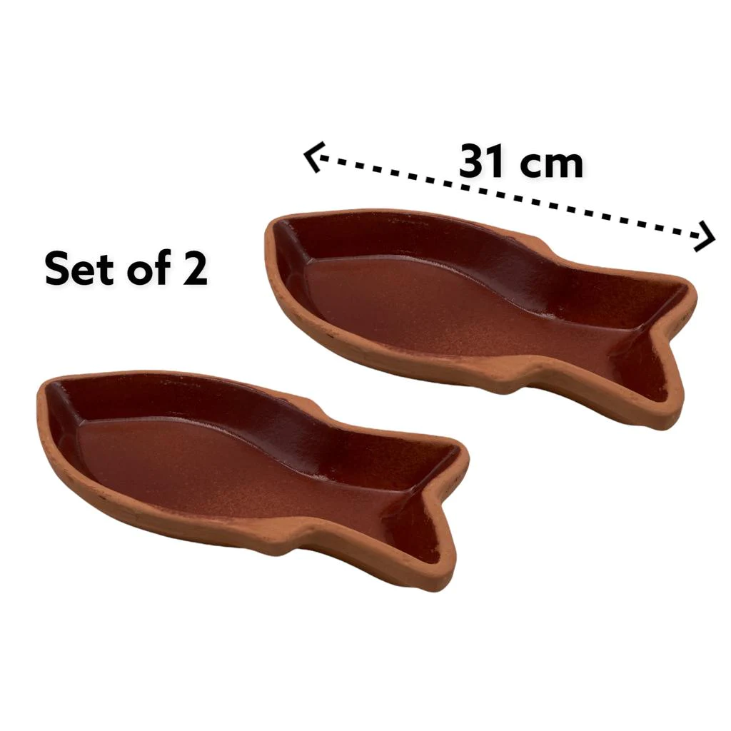 Set of fish shape clay bowls 31 cm - lunazchef.shop