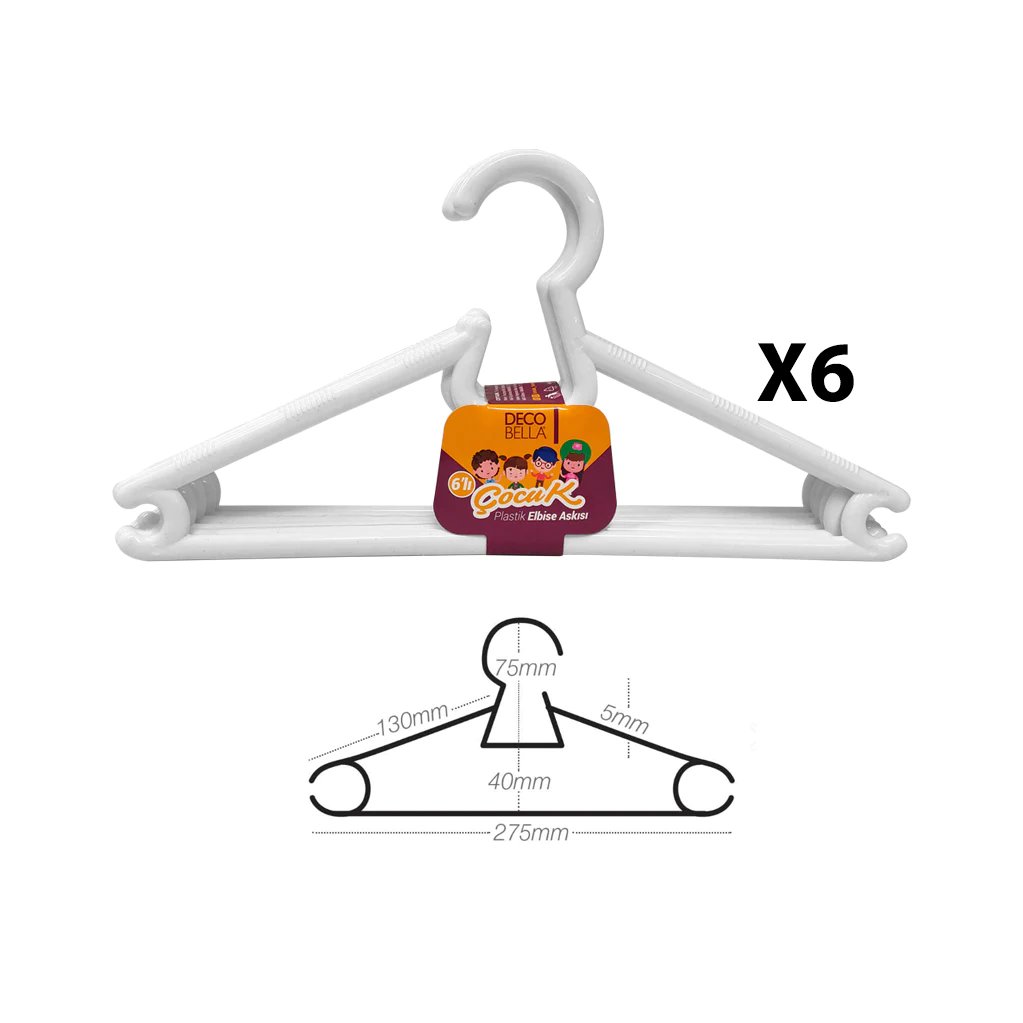 Plastic Kids Hanger X6 - lunazchef.shop