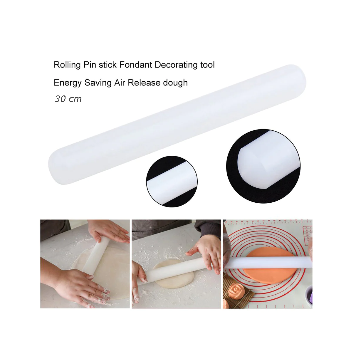 Non-Stick Polyethylene Rolling Pin 30cm - lunazchef.shop