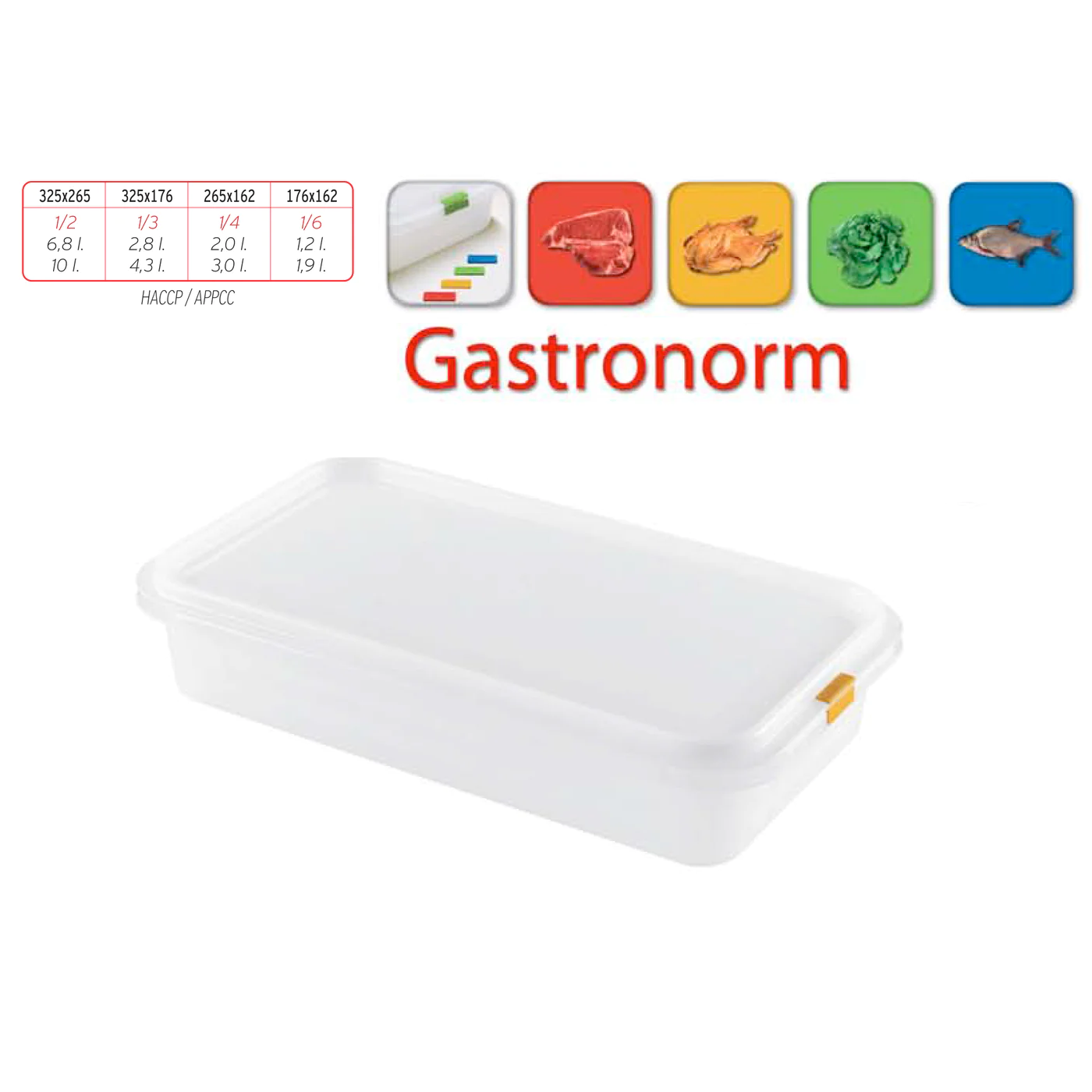 Low Gastronorm Plastic Storage Container - 2.8 lt - lunazchef.shop