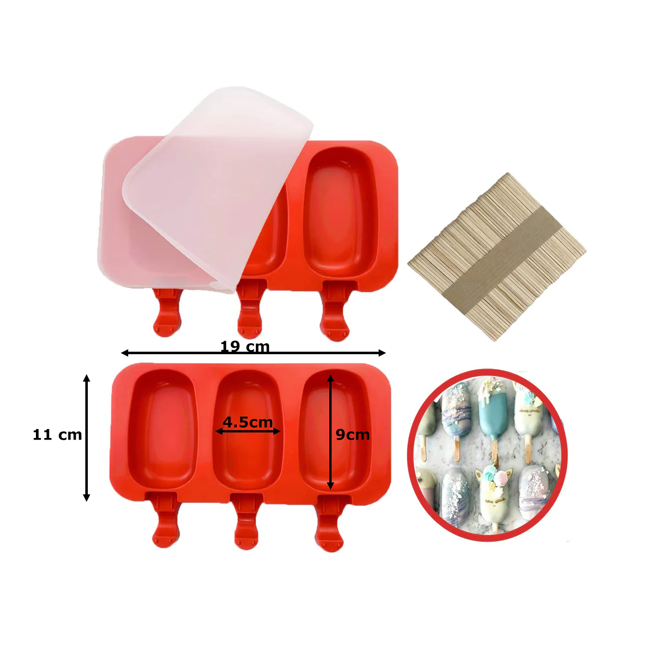 silicone popsicle molds with cover and wooden sticks - lunazchef.shop