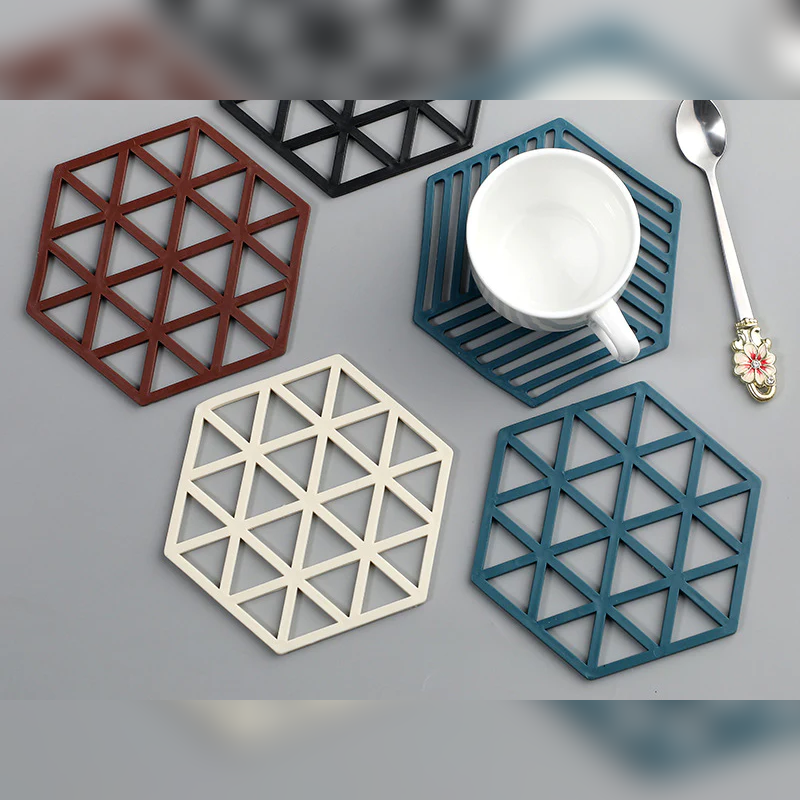 Set of 4 Silicon Heat Pad Hexagon Shape - lunazchef.shop