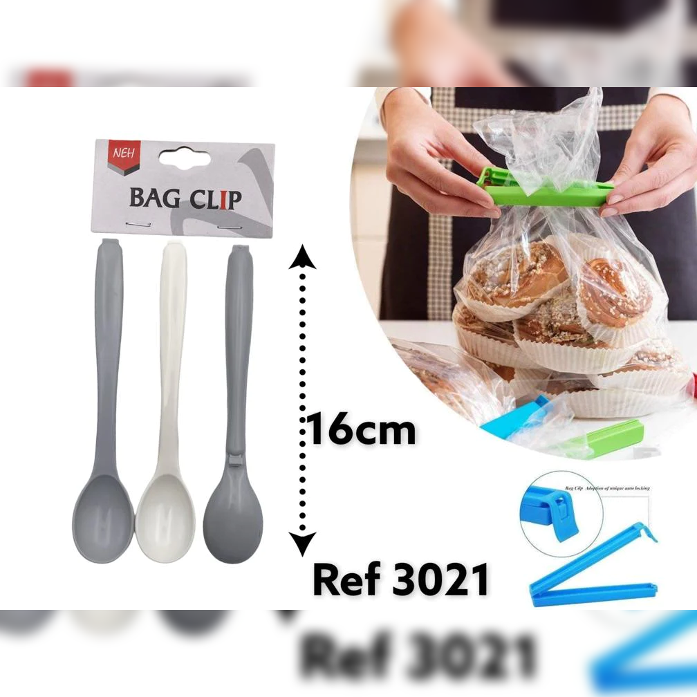 Plastic Bag Clip Spoon Shape X3 - lunazchef.shop