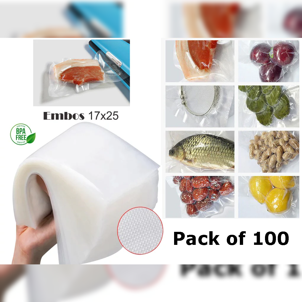 100 Vacuum Bags 17 x 25 cm for Sealing Machine - lunazchef.shop