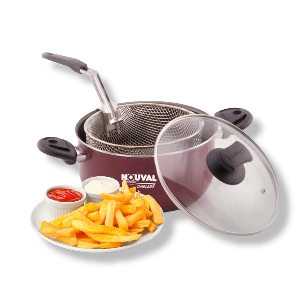 Nouval Aluminum Nouval Potato Fryer with Pyrex cover 24cm - lunazchef.shop